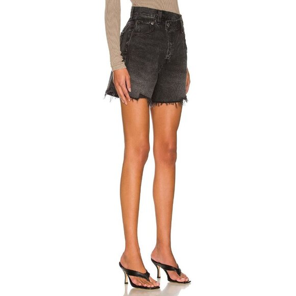 Agolde Criss Cross Jean Short Hitchhike Womens Size 28 Distressed High Rise Goth - Picture 2 of 10